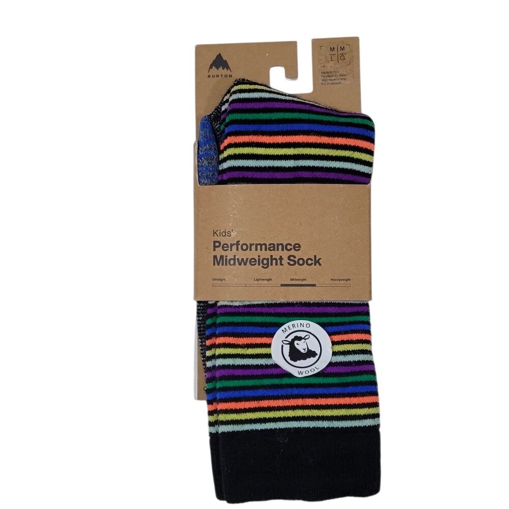 Burton Kids Performance Midweight‎ Merino Wool Socks Youth Size M/L (2-4) 1 Pair